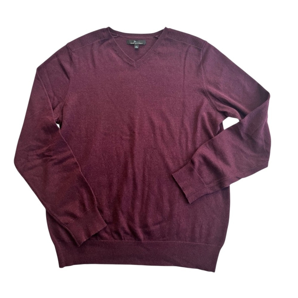 Marc Anthony Cotton/Cashmere V- Neck Sweater sz L Maroon Preppy Office Causal